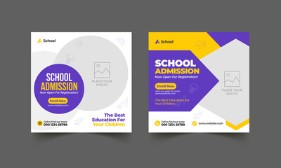 School education admission social media post & back to school web banner template 