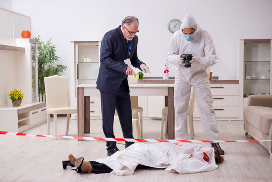 Forensic experts at the crime scene
