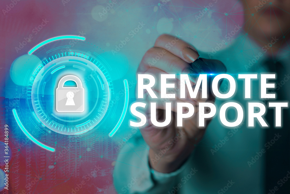 Poster text sign showing remote support. business photo text type of secure service, which permits represen