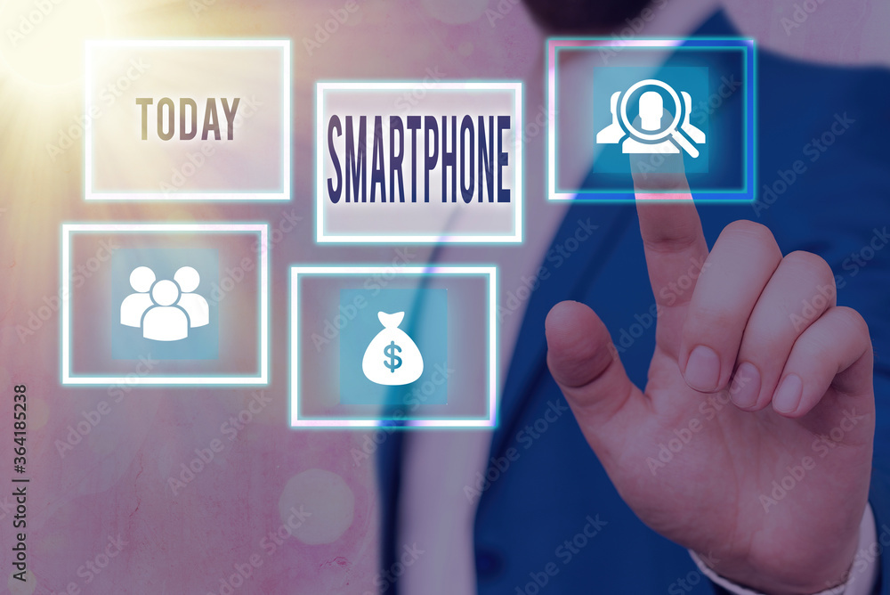 Poster word writing text smartphone. business photo showcasing a mobile phone that performs many of the com