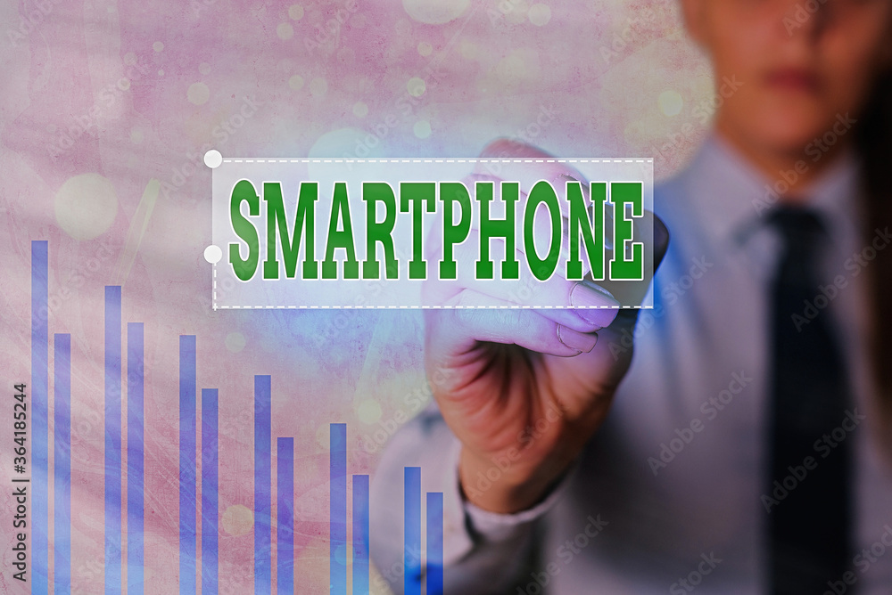 Poster text sign showing smartphone. business photo showcasing a mobile phone that performs many of the com