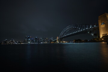 sydney harbour bridge at night