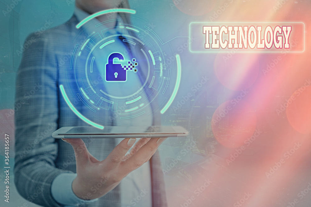 Poster text sign showing technology. business photo text use of scientific knowledge for practical purposes