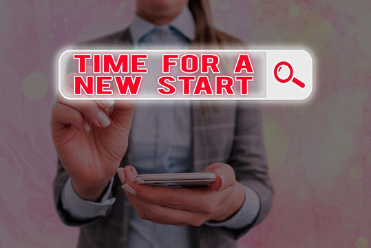 Text sign showing Time For A New Start. Business photo text the beginning of an event or process Kick off Web search digital information futuristic technology network connection