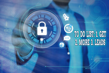 Word writing text To Do List: 1. Get 2. More 3. Leads. Business photo showcasing advertising plan...