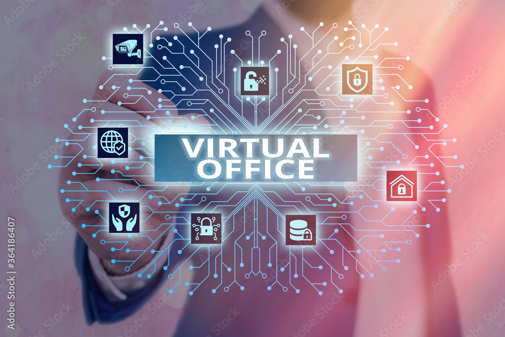 Poster handwriting text virtual office. conceptual photo operational domain of any business or organization