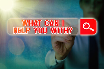 Writing note showing What Can I Help You With Question. Business concept for to make it possible...