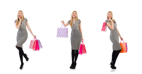 Fototapeta premium Woman after shopping isolated on white