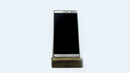 Touch screen smartphone with isolated white. Empty mobile screen with scratch marks