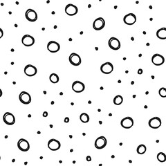 Doodle circles seamless pattern. Black dots texture background.