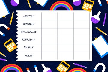 BACK TO SCHOOL TIMETABLE TEMPLATE