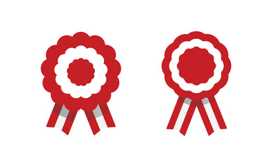 Peruvian cockade vector illustration. National symbol with Peru flag colors. Red and white rosette ribbon. - obrazy, fototapety, plakaty