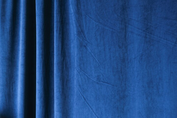 Naklejka premium dark blue curtain, curtain made of thick beautiful fabric
