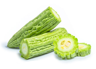 Bitter melon gourd vegetable isolated on white background