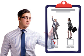 Woman sex discrimination concept at workplace