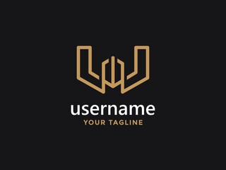 Obraz premium Luxury letter w logo design, abstract universal symbol for any related business