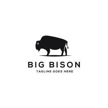 Bison Bull Buffalo Angus Silhouette Steak Vintage Retro Logo design