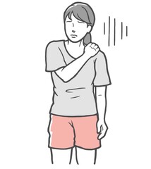 肩凝り　肩が痛い若い女性