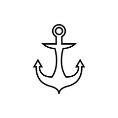 Ship anchor vector linear icon.