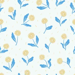 Tuinposter seamless spring floral dandelion pattern © F-lin