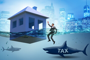 Mortgage repayment failure concept with man
