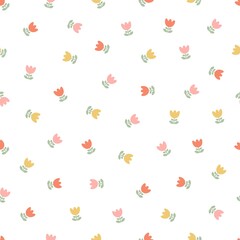 seamless pattern with cute simple flowers