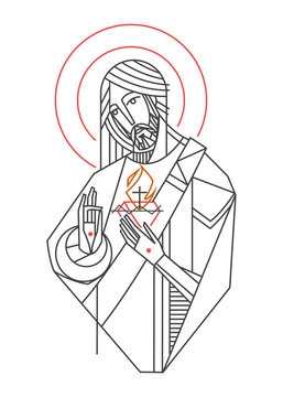 Vector illustration of Jesus Christ Sacred Heart
