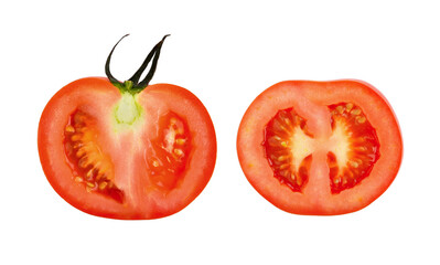 Ripe tomatoes on white background