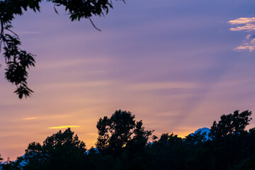 Fototapeta premium マジックアワー 青い空 オレンジ色 夕焼け
