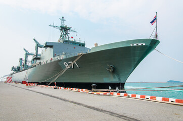 Thailand warship parked on the pier