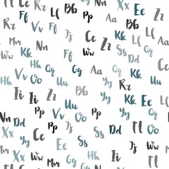 Fototapeta na wymiar Light BLUE vector seamless background with signs of alphabet. Colored alphabet signs with gradient on white background. Design for textile, fabric, wallpapers.