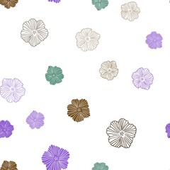 Dark Multicolor vector seamless abstract design with flowers. Flowers with gradient on white background. Pattern for trendy fabric, wallpapers.