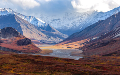 Cloudy Day before storm in Denali National Park and Preserve in Alaska, USA