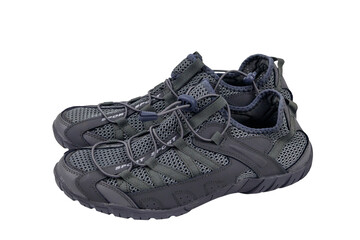 Gray male mesh sneakers isolated on white background