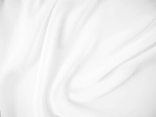 Plakat Abstract white fabric texture background. Cloth soft wave. Creases of satin, silk, and cotton.