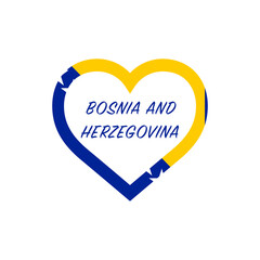 Bosnia and Herzegovina flag in heart. I love my country. sign. Stock vector illustration isolated on white background.