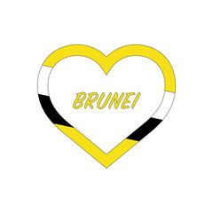 Brunei flag in heart. I love my country. sign. Stock vector illustration isolated on white background.