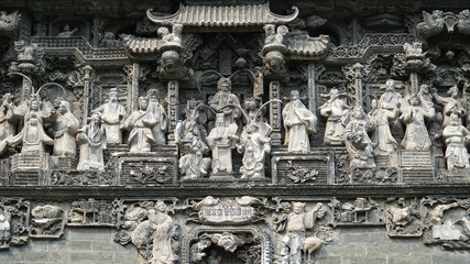 Delicate decoration of the outer wall of the Chen's Clan Ancestral Hall