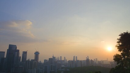 Fototapeta na wymiar Sunset at the city center of Shenzhen