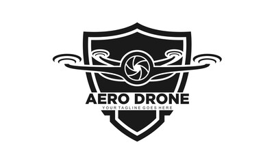 Aero drone with shield for community vector logo