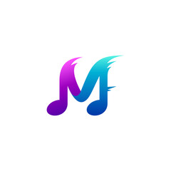 letter M and colorful melody logo design for your company