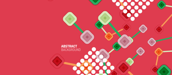 Abstract square dot connections, flat style multicolored geometric background for Wallpaper, Banner, Background, Card, Book Illustration, landing page or poster design