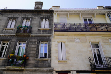 Outside renovation of ancient old building before and after difference on wash clean and dirty wall...