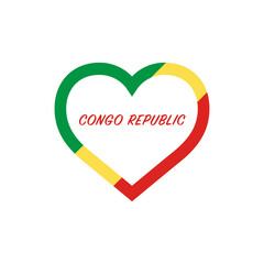 Congo Republic flag in heart. I love my country. sign. Stock vector illustration isolated on white background.