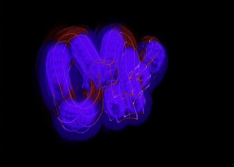 light painting abstract background. curves and waves of purple and red light against a black background