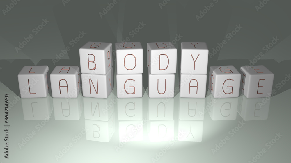 Poster body language built by dice letters and color crossing for the related meanings of the concept by 3d