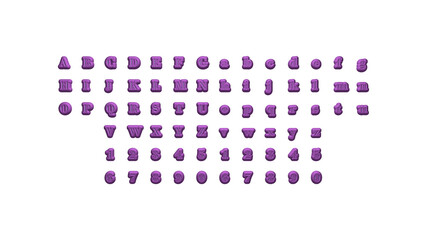 Full set of English alphabets in 3D illustrations which matching perspectives and lighting on each side placed on a white background for word combinations