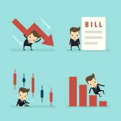 set of businessman loss in business concept vector