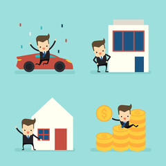 set of businessman with asset vector