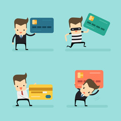 set of businessman with credit card vector